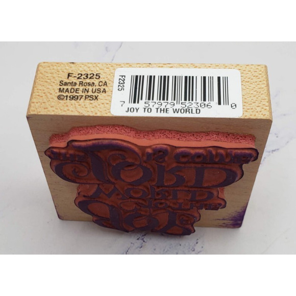 PSX Joy To the World Fancy Script F2325 Wood Mounted Rubber Stamp - Picture 2 of 7